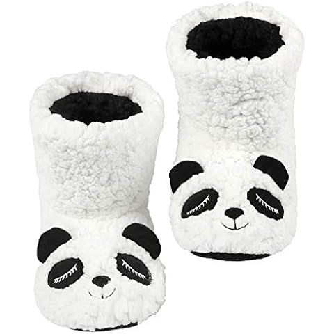 Panda Bros Slipper Socks for Women Cozy Warm Lined Fuzzy Sock Slippers Indoor Booties with Non Slip Grippers(panda,8-10) Cover