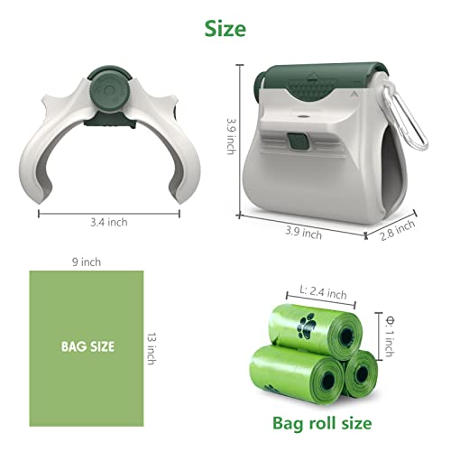 Lidlok Dog Pooper Scooper Portable,Led Light Poop Scooper For Dogs With Bag Attachment,Dog Poop Scooper For Yard/Walking/Outside,Dog Leash Clip & 3 Rolls Pooper Scooper Bags Included #TOP3