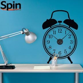 Spin Collective Alarm Clock Wall Sticker (Black)