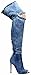 Liliana Barbara-13 Thigh High Over Knee Denim Open Toe Stiletto Heel Boot Lite Blue 7.5