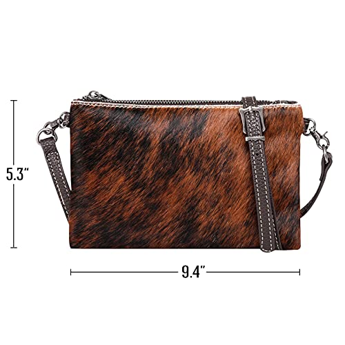 Montana West Hair-On Cowhide Leather Crossbody Clutch For Women Small Travel Purse Dual Strap Pouch Wallet Mbb-Rlh-001Cf #TOP5