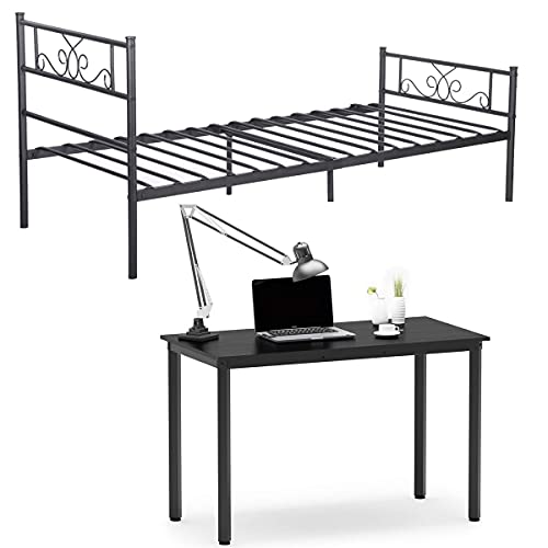Weehom Metal Platform Bed Frame/Sturdy Strong Steel Noise Free Computer Desk,Wood And Metal Writing Desk #TOP8