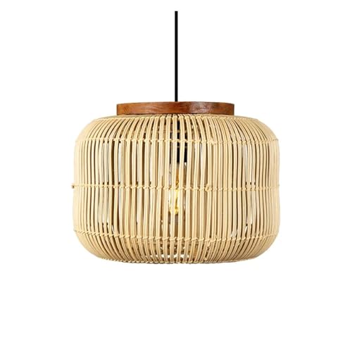 Suspension japonaise en rotin authentique et luminaire wabi-sabi haut de gamme