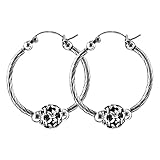 Peso: alrededor de 11,18 g LuoMei Pendiente S925 Plata Esterlina Estilo Étnico Retro Tejido Círculo Grande Pendientes de Bola Pequeña Pendientes de Plata FemeninosComo se muestra