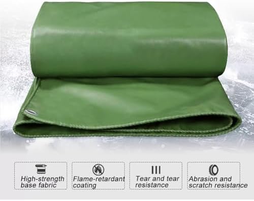 Heavy Duty Waterproof Tarpaulin - 0.6mm Fire Retardant PVC Tarp Cover, Tear Resistant, Grommeted, Easy Installation, Perfect for Cars, Trucks, Outdoor Use (3x3m/9.8x9.8ft)