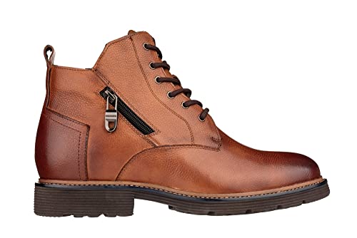CALTO Men's Invisible Height Increasing Elevator Shoes - Brown Premium Leather Lace-up Cap-Toe Dress Casual Boots - 2.8 Inches Taller - Y42072 - Size 6.5 D(M) US2