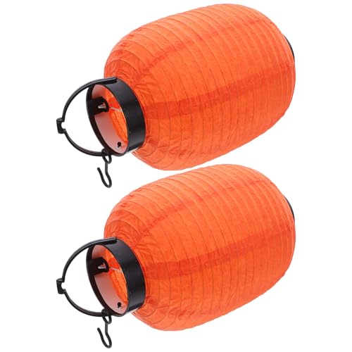HOLIDYOYO Farolillos Plegables Japoneses de Papel Naranja 15 CM Diámetro X 22 CM Alto 2 Unidades Decoración Colgante para Fiestas Restaurantes Sushi y Hoteles