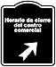 Horario de cierre del centro comercial Spanish Black Sign Arrow Up Right Aluminum Composite Sign 8.5 x 10 inches