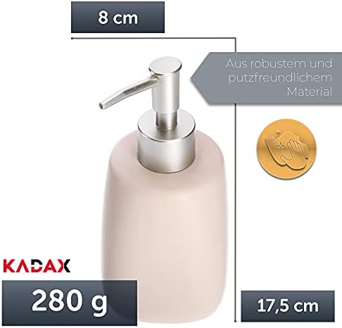 KADAX Soap Dispenser with Pump, Ceramic Matte Lotion Dispenser for Liquid Soap, Refillable Soap Bottle, Capacity Dispenser for Bathroom, Kitchen, Liquid Soap Dispenser, Soap Jar (Beige)