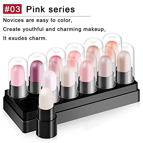 12 Colors Gradient Glitter Eyeshadow Stick Sets, Eye Shadow Stick Makeup Set, Smoky Eyeshadow Sticks Waterproof Shimmer Brow Pearl White Rose Pink Light Gold Gray Copper Blue Green Red Taupe Beige Black Smokey Silver Eyeshadow Set (Set03) #TOP3