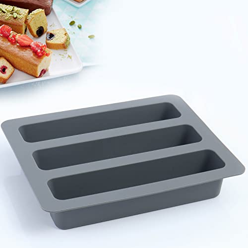Wondercook - Moule à cake en silicone platinium pour 3 cakes - Moule à patisserie pour mini cake apéro brioche et pain Rectangulaire pour mini cake apéro - Moule à Gâteau apéritif + EBOOK OFFERT