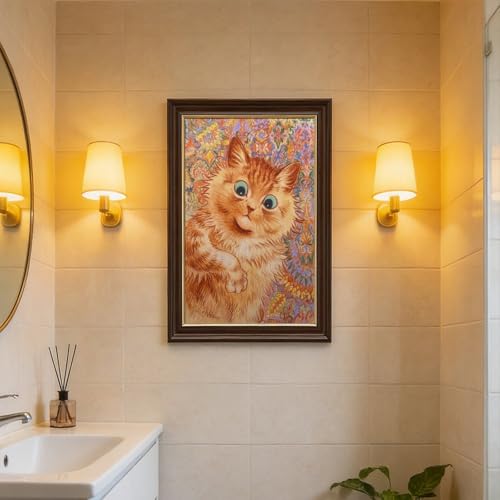 Chat roux Louis Wain impression sur toile 20x30 cm cadre suspendu - 7