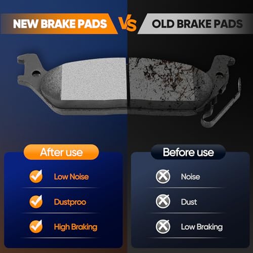 Image of Rear Brake Pads, ECCPP 4pcs Ceramic Pads Kits For Ford For F-150 2004-2011 | For Lincoln For Mark LT 2006 2007 2008 ATD1012C, D1012-7916 w /Hardware