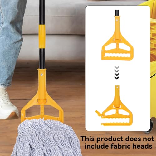 Image of Mop Handle Commercial Heavy Duty - 57 Inch Industrial Metal Mop Stick Replacement for Floor Cleaning - Professional Mops Head Replacement Holder