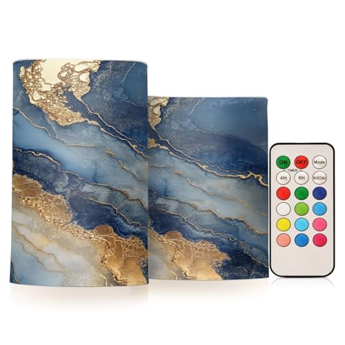 Bougies en marbre bleu marine à piles changement couleur minuterie télécommande