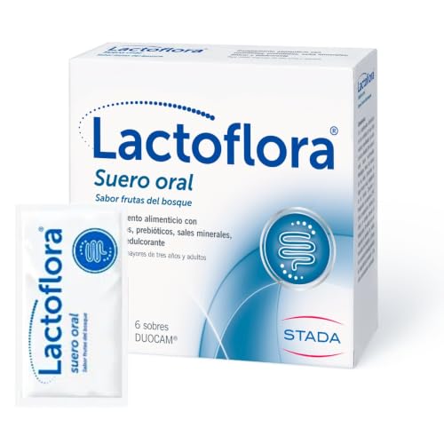 Lactoflora Suero Oral - Probióticos, Prebióticos y sales naturales con sabor frutas del bosque - 6 Sobres DUOCAM