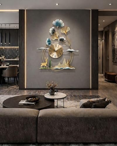 Image of Metal Wall Clock for Living Room Stylish Antique Big Wall Decor Clock Metal Unique Wall Clock for Bedroom (Design 4)
