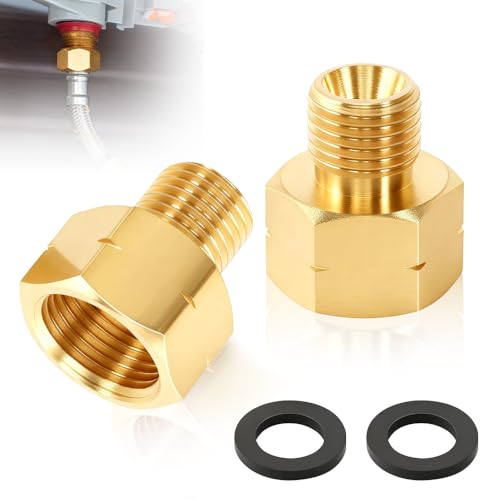 yotutun 2 Piezas Conector Gas Adaptador, Adaptadores de Latón LPG de Gas 3/8' IG x 1/4' AG lks Lzquierda, Adaptador Boquilla con Arandelas para Estufa de Taburete Estufa Portátil
