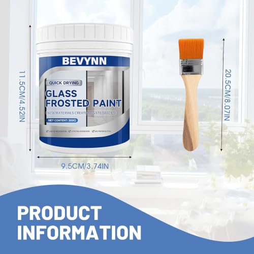Image of Frosted Glass Paint Water-Based Windows Privacy Paint with Brush, Waterproof & UV Resistant Window Frosting Coating for Windows, Doors & Glass Surfaces DIY (300 G)