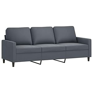 vidaXL Sofá de 3 Plazas, Asiento con Reposabrazos Respaldo, Sillón de Descanso Televisión, Sofá Tapizado para Salón, Terciopelo Gris Oscuro