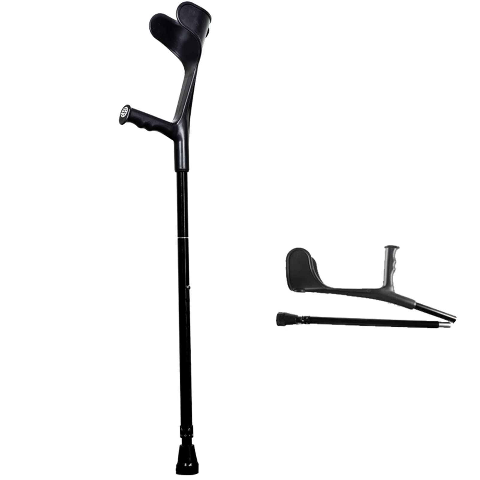 Muleta de antebrazo Plegable para Adulto (1 Unidad, puño Abierto), muletas para Caminar, muletas Ligeras para Viajar, muletas de Aluminio Ajustables (Color : Black)