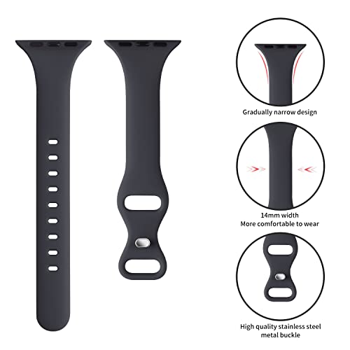 Image of Thin Slim Band Compatible with Apple Watch 38mm 40mm 41mm 42mm 44mm 45mm 46mm 49mm, Replacement Silicone Sport Strap for iWatch Series 11 /10 /9 /8 /7 /6 /5 /4 /3 /2 /1 Ultra SE Women Men, Midnight