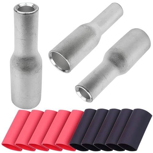 10PCS 8 to 12-10 Gauge Step Down Butt Splice Connectors, 8 to 12-10 AWG Reducing Splices, Heavy Duty Tinned Copper Strong Crimps Wire Splice Connectors, w/ 10 3:1 Dual Wall Adhesive Lined Heat Shrink