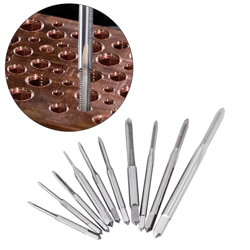 10 Stück Gewindebohrer Set, Gewindeschneider und Gewindebohrer M1 bis M3.5 für Feingewinde, Micro Taps Set und Fertigschneider Maschinengewindebohrer Drahtgewindebohrer Gewindebohrer
