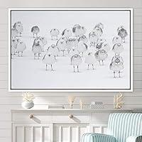 Framed Canvas Wall Art White Birds Canvas Prints Home Artwork Decoration for Living Room,Bedroom - 16x24 inches