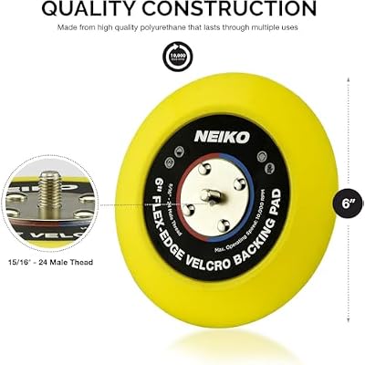 Neiko 30267A Flexible-Edge Hook-and-Loop PU Backing Pad for DA Sander Polisher Buffer, 6 Inches by 5/16 Inches, 24 Thread