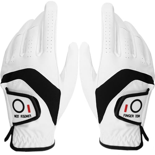 LOVMEAD Golfhandschuhe für Herren Linke und rechte Hand Cabretta-Leder gutes Paar Golfhandschuhe für Männer Regengriff verschleißfest langlebig flexibel bequem (M)