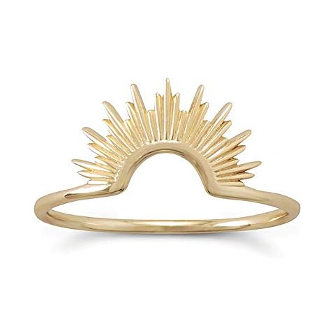 IVY & BAUBLE 14K Gold Plated Sterling Silver Sunburst Rings | Stackable or Pairable Cocktail Ring for Women, Size 9 Cover