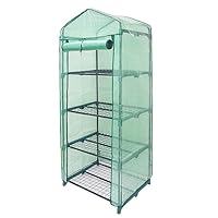 Vencier 4 Tier Mini Plastic PVC Greenhouse – Small Plant House/Grow House for Garden and Outdoors – Roll Up Zip Panel Door, Easy No Tool Assembly