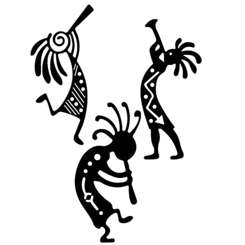 Baitiane Kokopelli Metal Wall Art Decor, Southwest Native American Flute Player Black Decor, Tribal Home Decoration for Living Room, Bedroom, Office, Popular Rustic Wall Hanging (H 14.5")