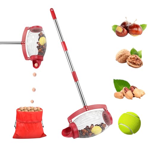 GZWY Recogedor de frutas con mango telescópico, recogedor de nueces, recogedor de nueces, avellana, recogedor de manzanas con mango telescópico también como pinza para pelotas de golf, pelotas de