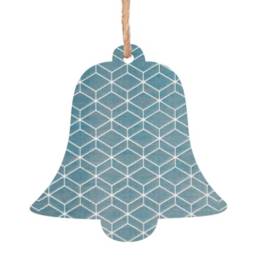 Blue Lattice Print Wooden Christmas Decorations,Christmas Tree Ornaments Christmas Wooden Gift Tags