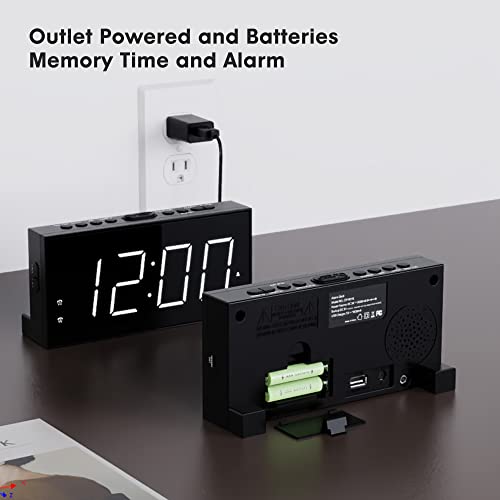 Digital Alarm Clock, 7.5" Led Big Number Clock For Bedroom With 2 Alarms,Usb Charging Port,Battery Backup,Dimmer,Adjustable Volume,12/24H,Simple Plug In Digital Clock For Home Bedside Desk Nightstand #TOP5