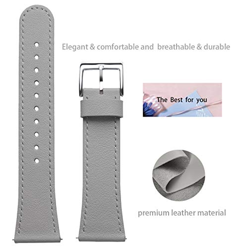 Wfeagl For Fitbit Versa Band, Top Grain Leather Band Replacement Strap For Fitbit Versa/Versa 2 /Versa Lite/Versa Se Fitness Smart Watch (Gray Band+Silver Buckle) #TOP2