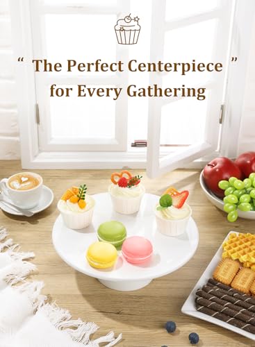 Yedio 10 inch Porcelain Cake Stand, Round Dessert Stand, Cupcake Stand for Birthday Parties, Weddings, Baby Shower and Other Events, White