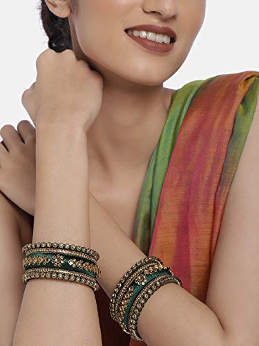 Aheli Silk Thread Faux Stone Studded Bangle Set Chuda Ethnic Indian Wedding Wear Fashion Jewelry For Women #TOP2