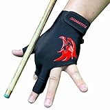 soamotoi Pool Glove Left Hand 3 Finger for Right-Handed Player, Breathable Billiards Glove Quick Dry, Durable Pool Cue Gloves, Professional Snooker Cue Gloves for Billiards Accessories (Black, L)