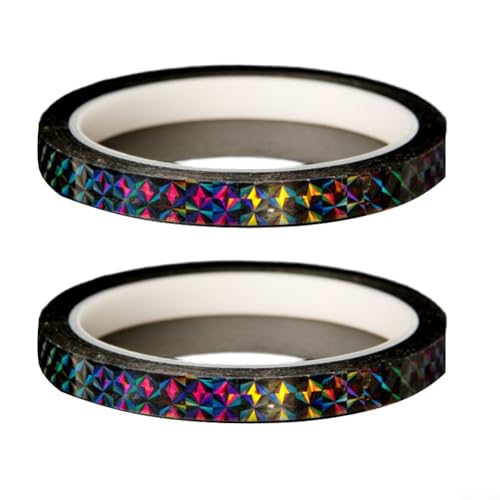 MIKMLYZE Cinta adhesiva reflectante de señuelo de doble cara, 1 x 50 cm, BOPP, a prueba de humedad y sol, resistente al desgaste para cebos y pesca al aire libre, paquete de 2 unidades, plata, verde y
