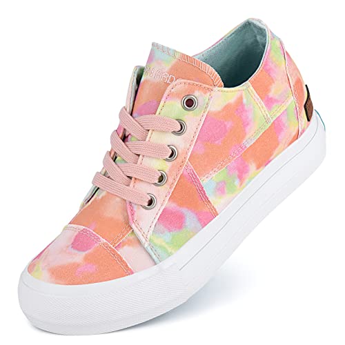 JENN ARDOR Wedge Sneakers for Women Canvas Casual Platform Shoes Fashion Hidden Wedges Lace Up Sneaker Non Slip Side Zipper