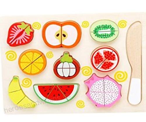 AdiChaI Multi Coloured Wooden 9 Different Fruits Board for Kids Educational Puzzle Set for Kids