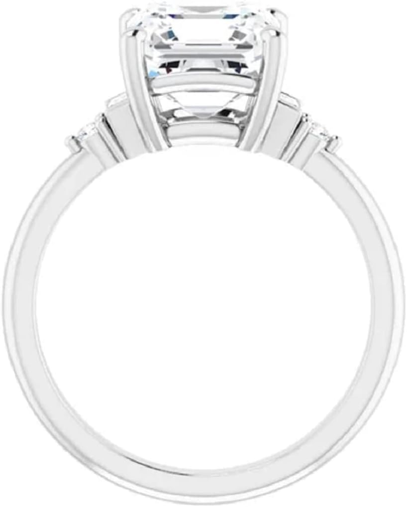 2CT-6CT Asscher Cut Wedding Ring Solitaire Three Stone Moissanite Bridal Ring for Women Promise Gifts for Her 925 Silver/10K/14K/18K Gold