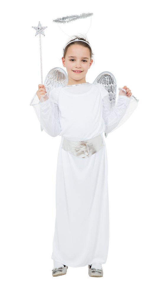 Rubies Adorable Kids White & Silver Angel Costume Set (Large Size) - Perfect for Halloween, Dress-Up, Christmas, Nativity, & Playtime Halloween Halloween