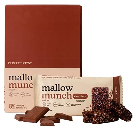 Perfect Keto Mallow Munch | Gluten-Free Keto Breakfast Cereal Bars with Zero Added Sugar | Enjoy the Chewy Treat You Love and Stay Committed to Ketosis | 8 Pack (Chocolate)