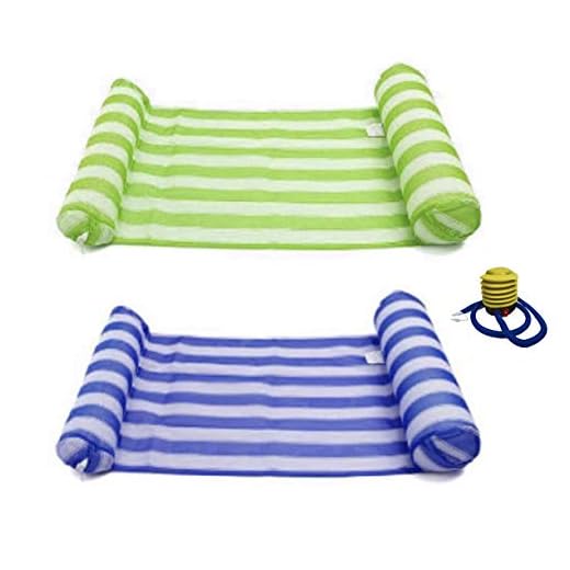 USABeast 2 Pack Swimming Pool Float | Inflatable Lounge Chair + Saddle Raft + Drifter Hammock | Blue & Green…