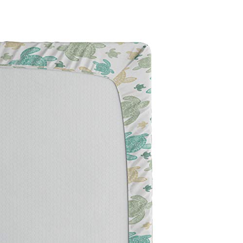 Ambesonne Turtles Fitted Sheet, Illustration of Repeating Motifs of Animal Print in Assorted Tones, Soft Decorative Fabric Bedding All-Round Elastic Pocket, Twin Size, Seafoam Grey