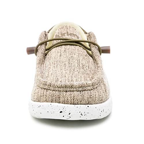 Hurley Melky Canvas Shoes - Elastic Lace Up Fashion Loafers For Boys & Girls - Classic Casual Canvas Shoes - Lightweight & Comfortable Loafers For All Day Wear Taupe Multi #TOP2